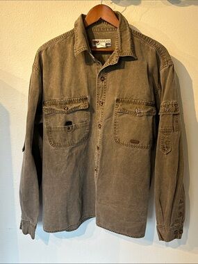 KAKADU Australia Men's Brown Canvas Utility Shirt Jacket - Outdoor Workwear L